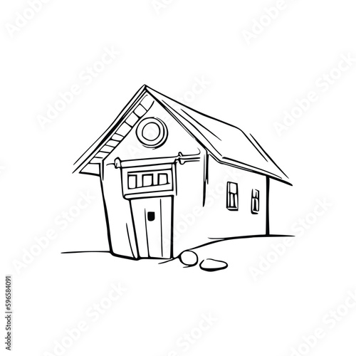 Nice Simple House coloring book, Line art house, Outline house, House coloring page, Line art Home. black and white coloring pages.