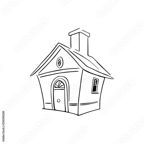 Nice Simple House coloring book, Line art house, Outline house, House coloring page, Line art Home. black and white coloring pages.