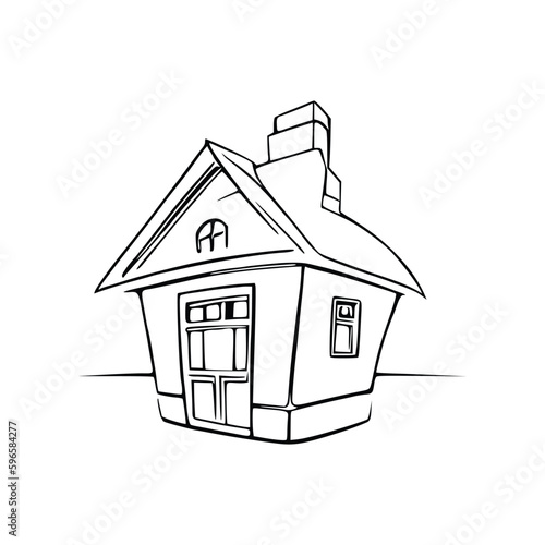 Nice Simple House coloring book, Line art house, Outline house, House coloring page, Line art Home. black and white coloring pages.