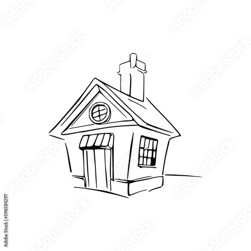 Nice Simple House coloring book, Line art house, Outline house, House coloring page, Line art Home. black and white coloring pages.
