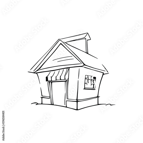 Nice Simple House coloring book, Line art house, Outline house, House coloring page, Line art Home. black and white coloring pages.
