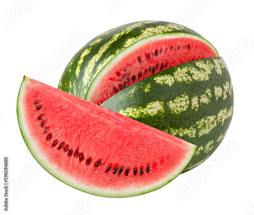 Watermelon isolated on white background, full depth of field