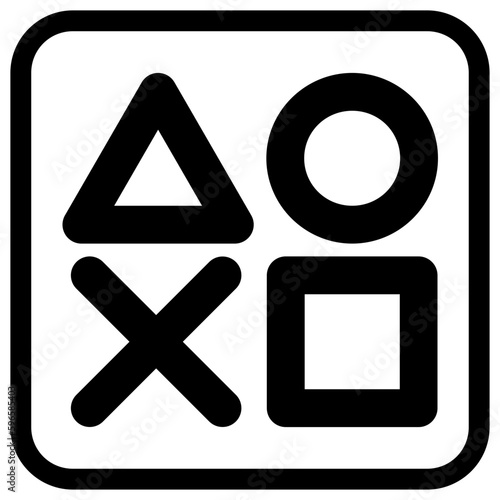 Cross triangle square circle design logo console game symbols icons on white background
