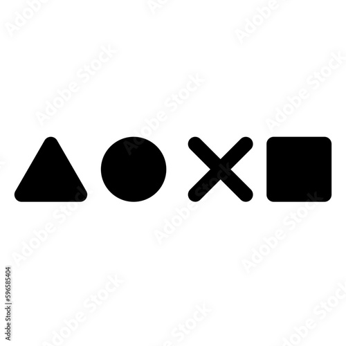 Cross triangle square circle design logo console game symbols icons on white background