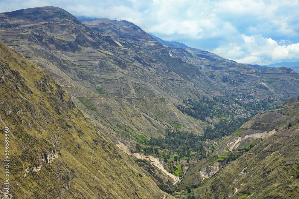 View from Mirador Descanso del Diablo at Nariz del Diablo, Chimborazo Province, Ecuador, South America
