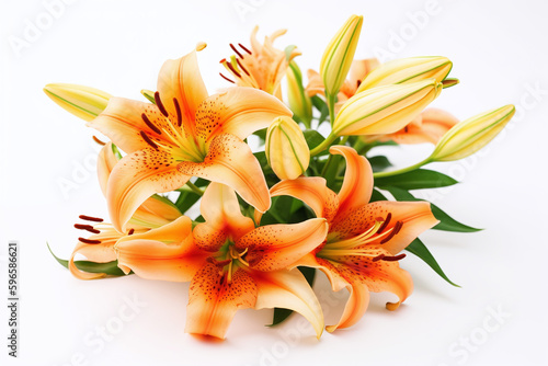 Bouquet de lys orange sur fond blanc » IA générative photo