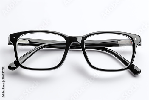 Une paire de lunettes noires sur fond blanc » IA générative