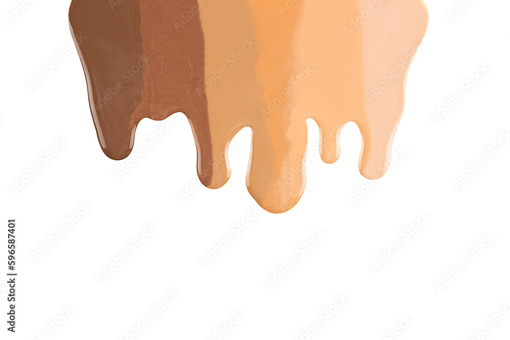 Diverse skin tone makeup foundation gradient flow. Isolated, cut out. Diverse skin tone makeup foundation gradient flow. Isolated, cut out.