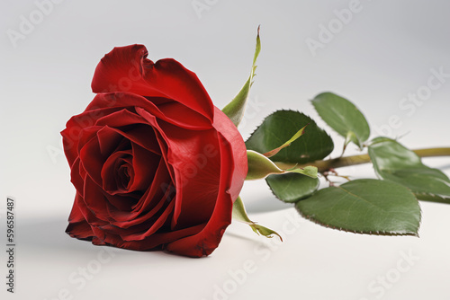 Une belle rose rouge sur fond gris » IA générative