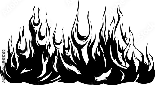 Fire flames isolated template. Tribal design. Car stickers. Icon fire illustration. Multiple shape tattoo.