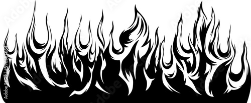 Fire flames isolated template. Tribal design. Car stickers. Icon fire illustration. Multiple shape tattoo.