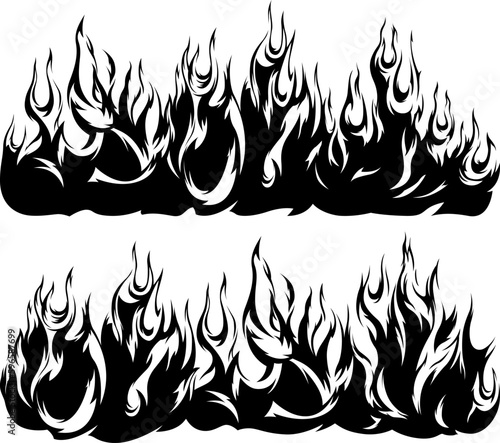 Fire flames isolated template. Tribal design. Car stickers. Icon fire illustration. Multiple shape tattoo.