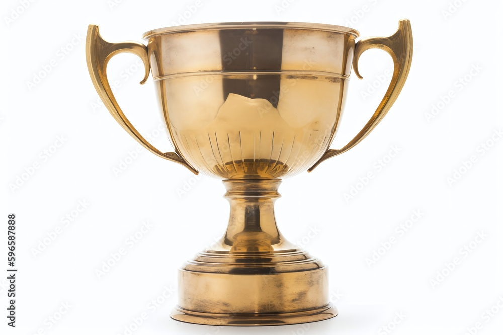 Gros plan sur une coupe de champion en or sur fond blanc » IA générative Gros plan sur une coupe de champion en or sur fond blanc » IA générative