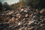 A pile of stones standing alone. Generative AI