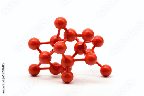 Gros plan sur des molécules rouges sur fond blanc » IA générative photo