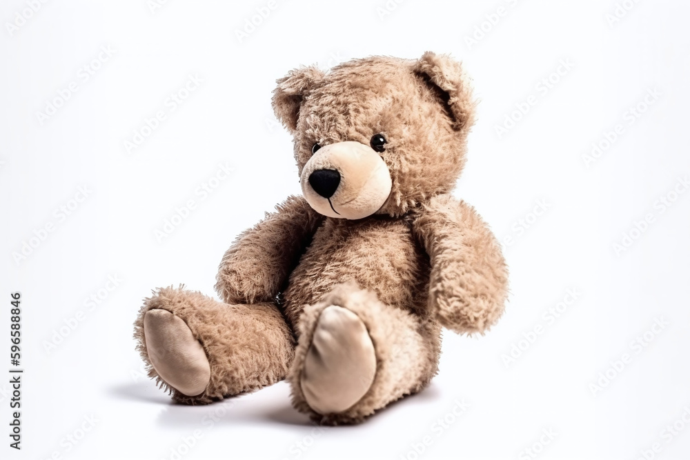 Gros plan d'un nounours marron sur fond blanc » IA générative Gros plan d'un nounours marron sur fond blanc » IA générative