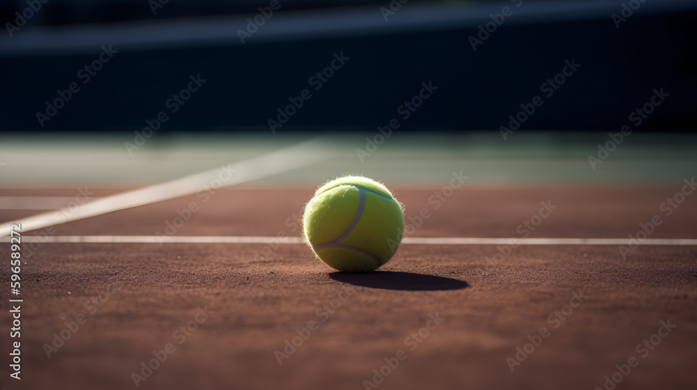 A tennis ball on the court ready to be served and set the one Generative AI