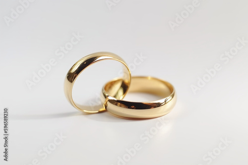 Bagues de mariage en or sur fond gris » IA générative