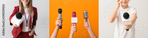 Collage with journalists on...