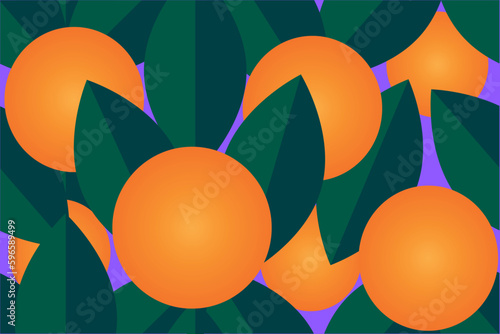 ORANGE TREE GARDEN ILLUSTRATION. Fashionable seamless vector pattern for design and decoration.