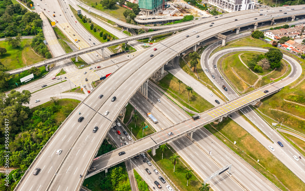 Fototapeta premium Aerial view of highway in Kuala Lumpur