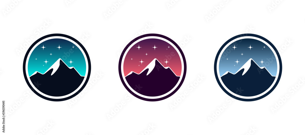 mountains in the night sky vector, mountain logo design mountains in the night sky vector, mountain logo design