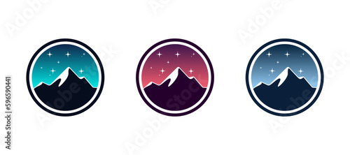 mountains in the night sky vector, mountain logo design
