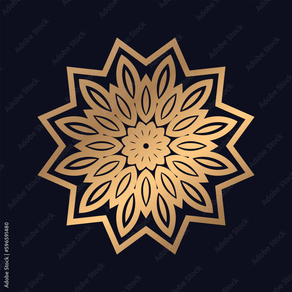 Premium mandala golden with a black background elegant design