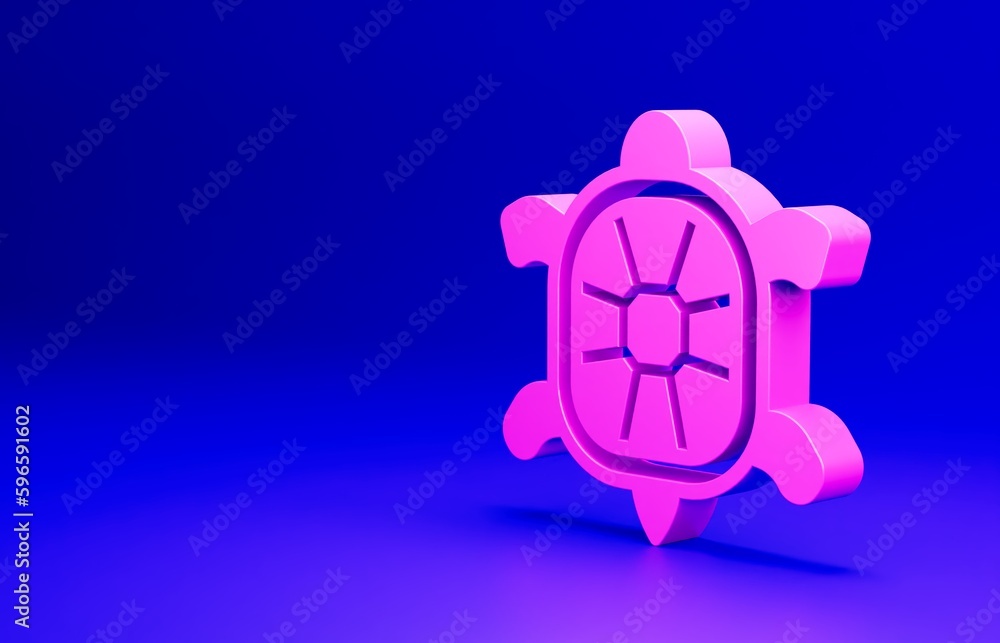 Pink Turtle icon isolated on blue background. Minimalism concept. 3D render illustration Pink Turtle icon isolated on blue background. Minimalism concept. 3D render illustration