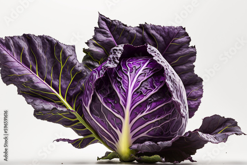 Purple cabbage on white background.created with generative AI