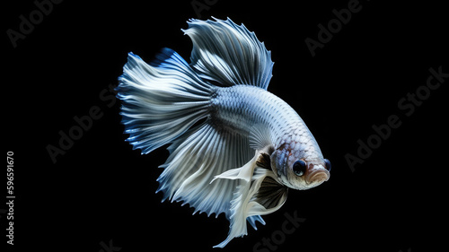 8k, realistic photo, high detailed, macro view, beautiful betta fish with pink white blue orange red gold green colours, underwater photography isolated on black background. Generative ai   © Assyifa Sisters