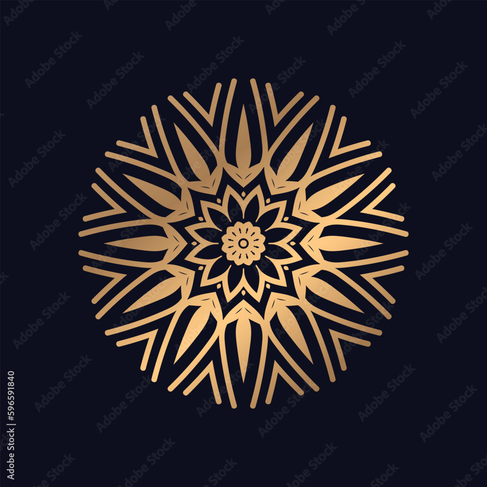 Luxurious mandala golden with a black background elegant design