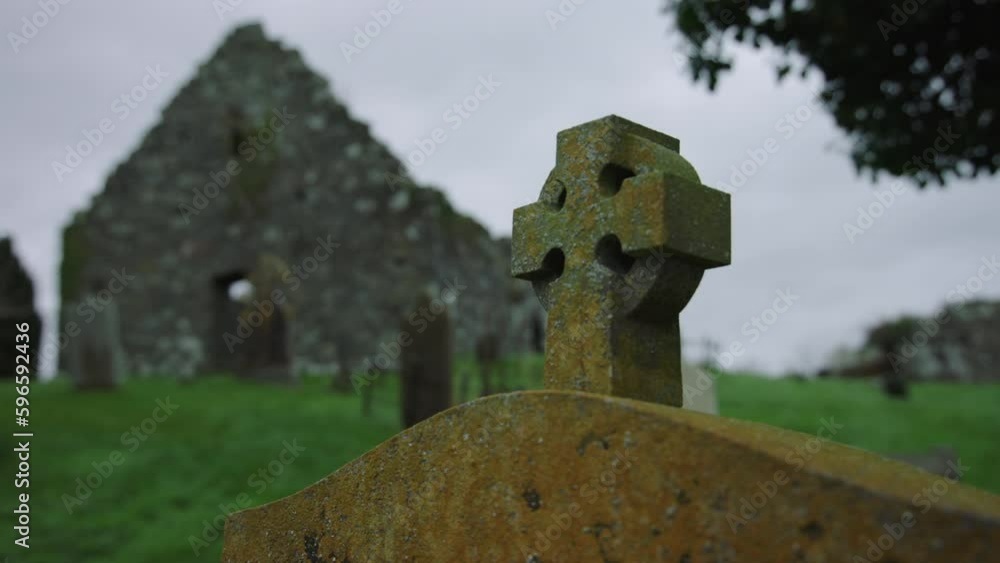 Ruin Of An Old Stone Church With Graves Ireland Ruin Of An Old Stone Church With Graves Ireland
