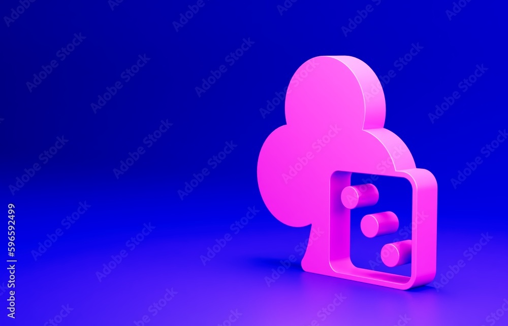 Pink Game dice icon isolated on blue background. Casino gambling. Minimalism concept. 3D render illustration Pink Game dice icon isolated on blue background. Casino gambling. Minimalism concept. 3D render illustration