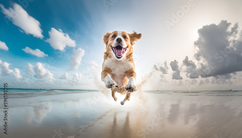 dog on the beach.generative ai