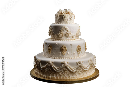 Wedding cake isolated on transparent background. Generative Ai