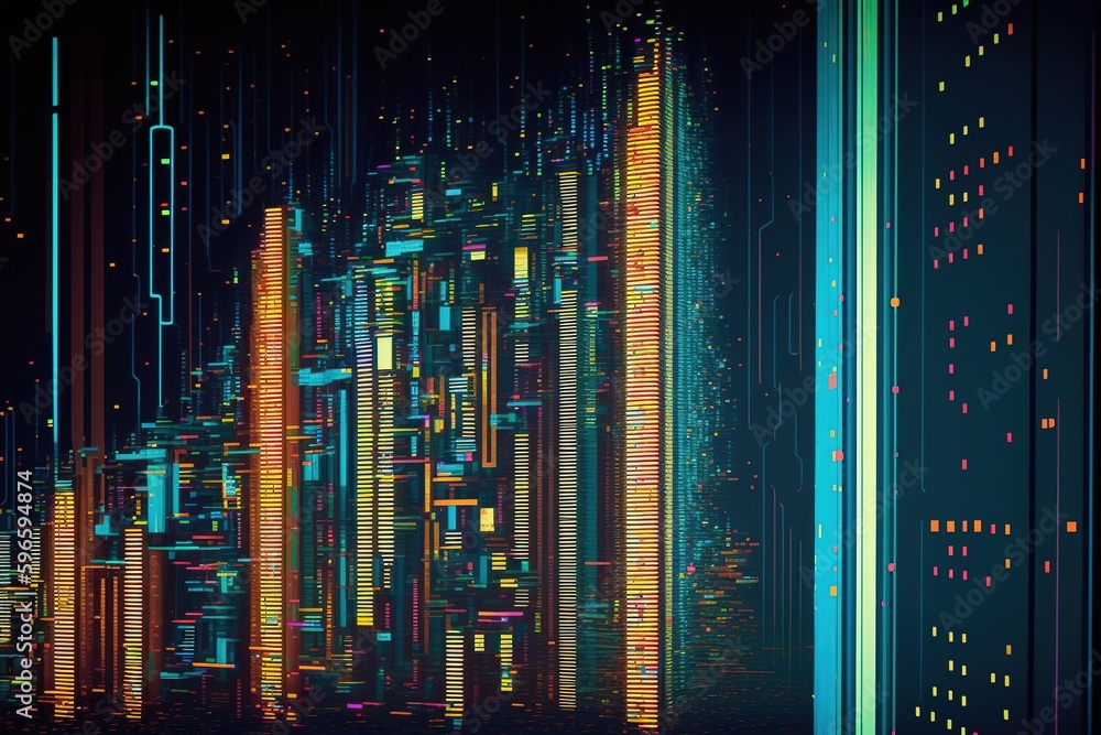 Obraz premium Abstract data integration, analysis and processing. Big data, Artificial Intelligence and Quantum computing concept. Generative AI