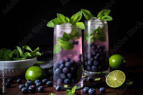 Blueberry Mojito. A fruity version of a mojito
