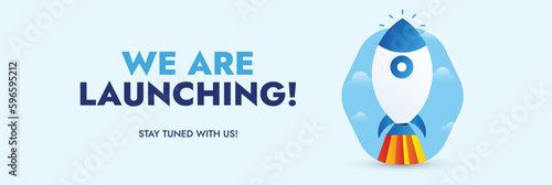 We are launching soon. Startup rocket launching with fire. Ready, Set, Launch. Announcement web banner featuring a rocket launching with fire We are coming. Join now to learn more. launch Web banner