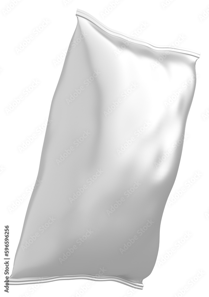 Side view of blank snack packaging isolated