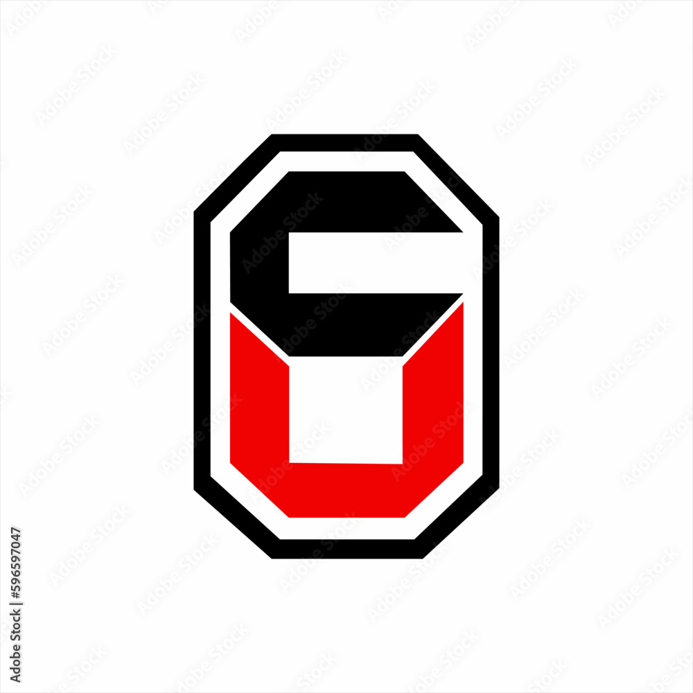 Letter C and U logo design form geometric number 6. Letter C and U logo design form geometric number 6.