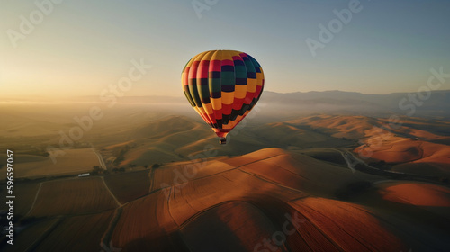 colorful hot air balloon over region country