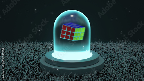 rubiks burning candle on a black background