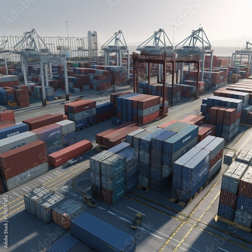 container cargo freight ship with containers. generative ai