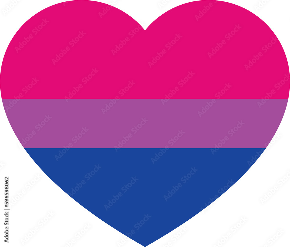 Pink, purple, and blue colored heart icon, as the colors of the bisexual flag. LGBTQI concept. Flat design illustration. Pink, purple, and blue colored heart icon, as the colors of the bisexual flag. LGBTQI concept. Flat design illustration.