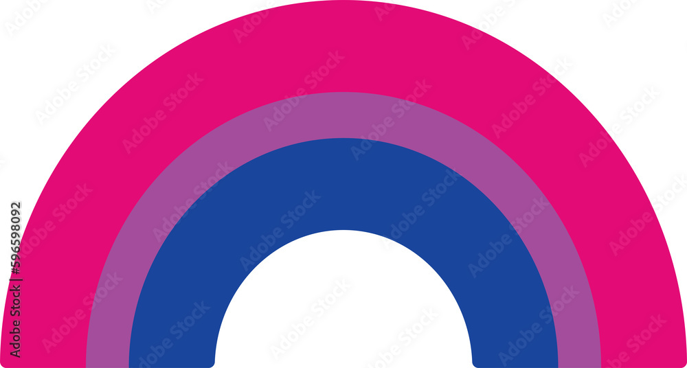Obraz premium Pink, purple, and blue colored rainbow icon, as the colors of the bisexual flag. LGBTQI concept. Flat transparent illustration. 