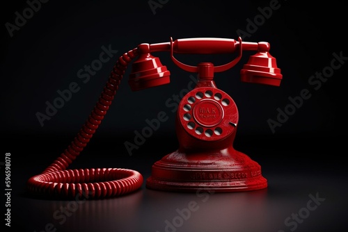 Red prohibition symbol with telephone receiver, 3D rendering. Phone forbidden. Generative AI
