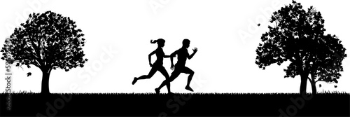 Silhouette Runners Jogging ...