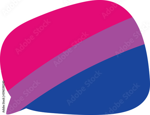 Pink, purple, and blue colored speech bubble icon, as the colors of the bisexual flag. LGBTQI concept. Flat design illustration. 