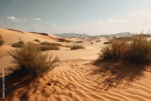 3D model of sand dunes in a desert. Generative AI